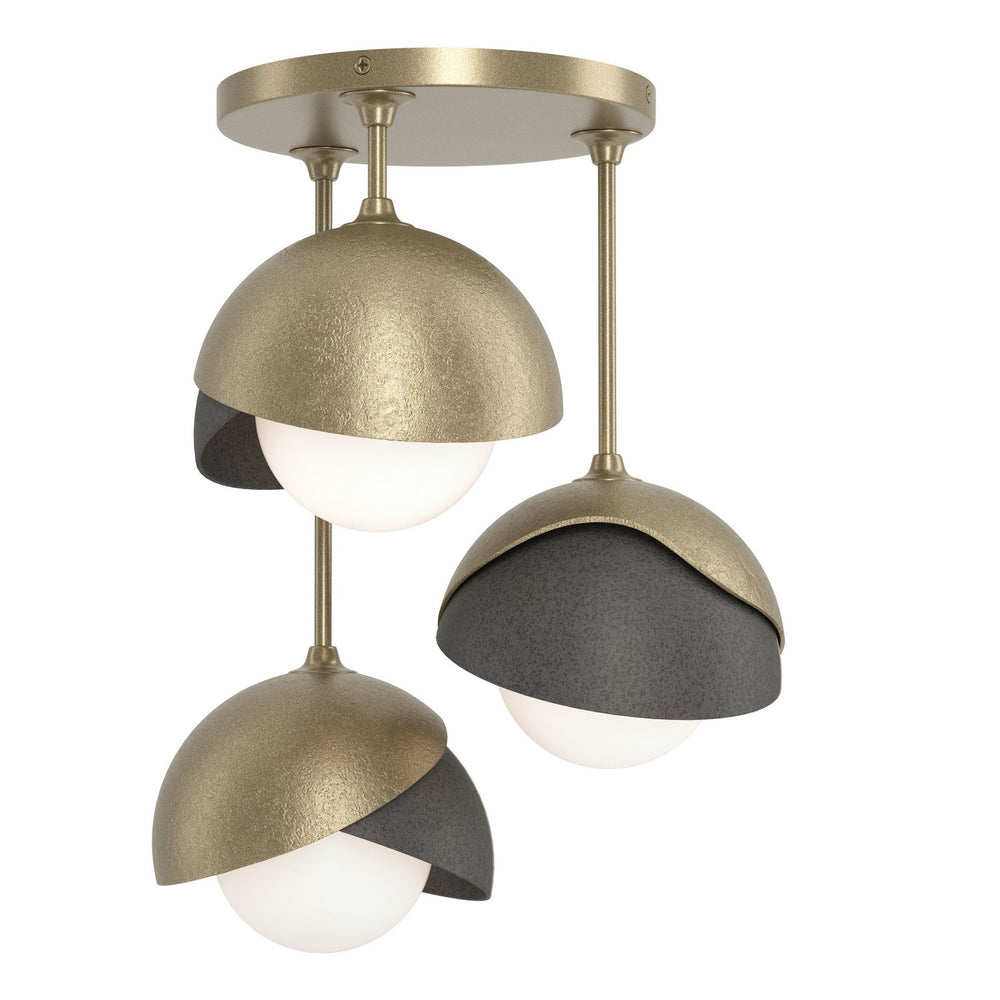 Hubbardton Forge - Three Light Semi-Flush Mount - Brooklyn - Soft Gold- Union Lighting Luminaires Decor