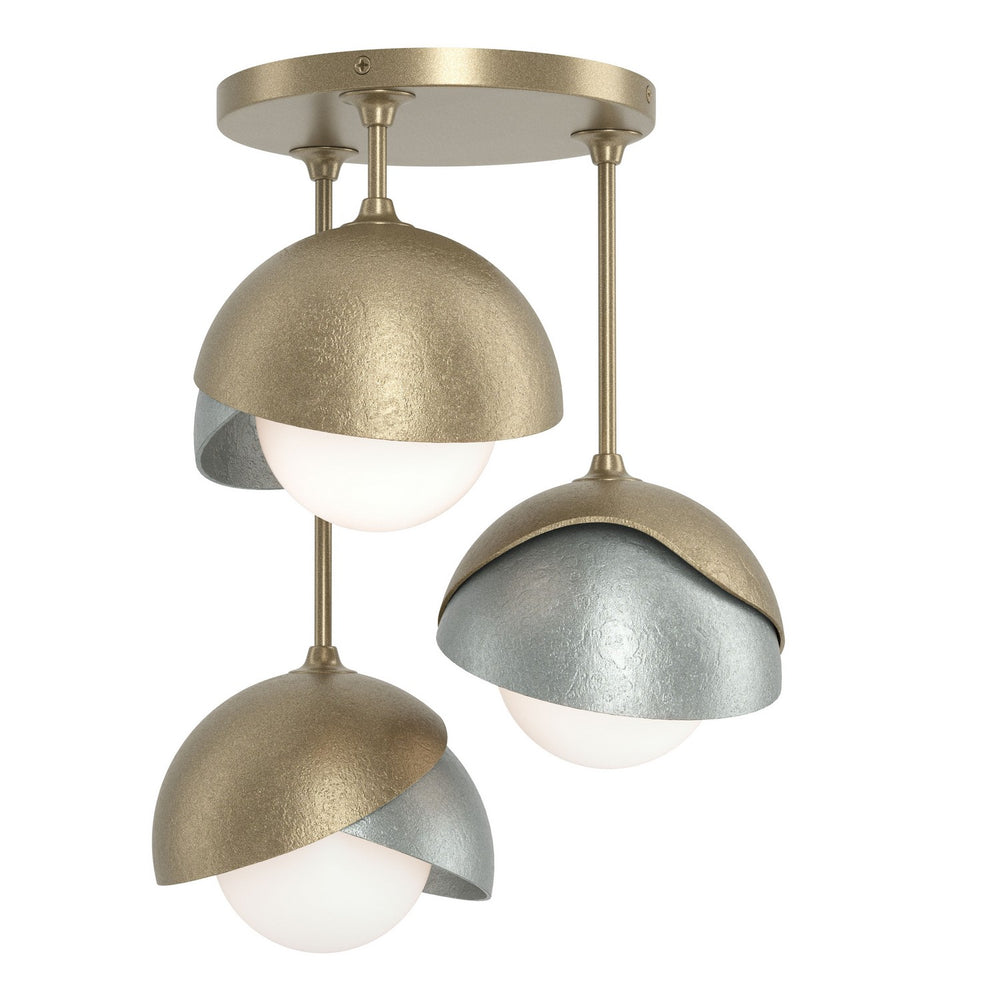 Hubbardton Forge - Three Light Semi-Flush Mount - Brooklyn - Soft Gold- Union Lighting Luminaires Decor