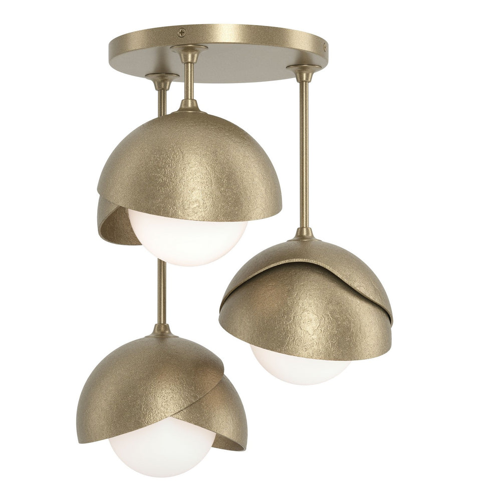 Hubbardton Forge - Three Light Semi-Flush Mount - Brooklyn - Soft Gold- Union Lighting Luminaires Decor