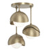 Hubbardton Forge - Three Light Semi-Flush Mount - Brooklyn - Soft Gold- Union Lighting Luminaires Decor