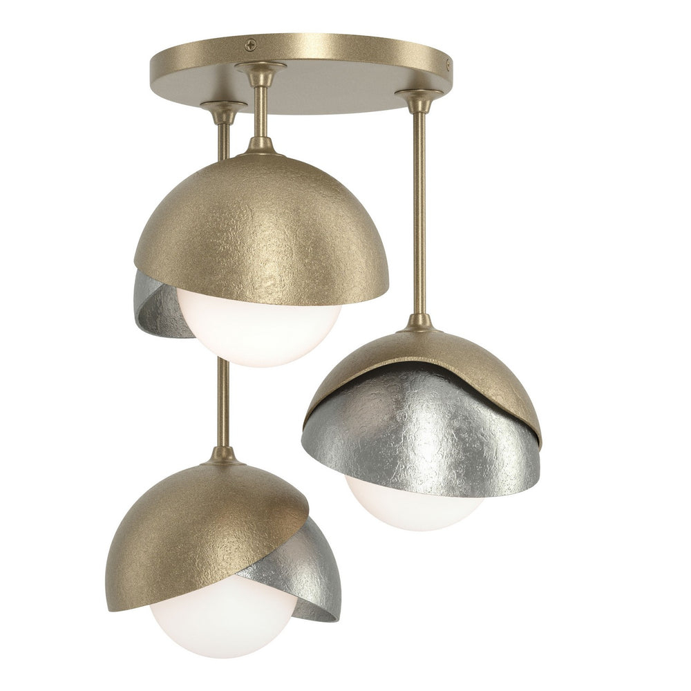 Hubbardton Forge - Three Light Semi-Flush Mount - Brooklyn - Soft Gold- Union Lighting Luminaires Decor
