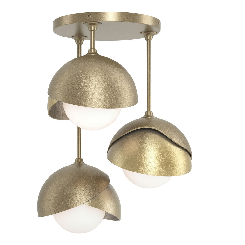 Hubbardton Forge - Three Light Semi-Flush Mount - Brooklyn - Soft Gold- Union Lighting Luminaires Decor