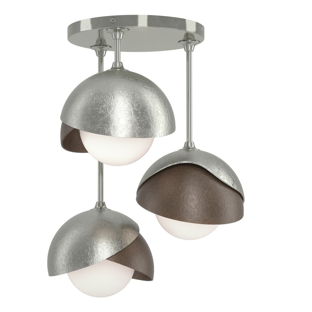 Hubbardton Forge - Three Light Semi-Flush Mount - Brooklyn - Sterling- Union Lighting Luminaires Decor