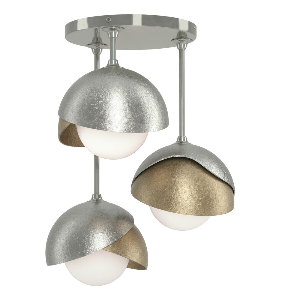 Hubbardton Forge - Three Light Semi-Flush Mount - Brooklyn - Sterling- Union Lighting Luminaires Decor