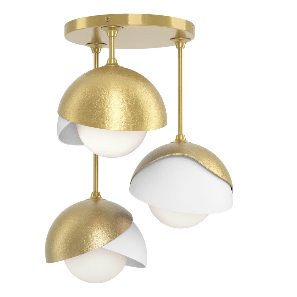 Hubbardton Forge - Three Light Semi-Flush Mount - Brooklyn - Modern Brass- Union Lighting Luminaires Decor