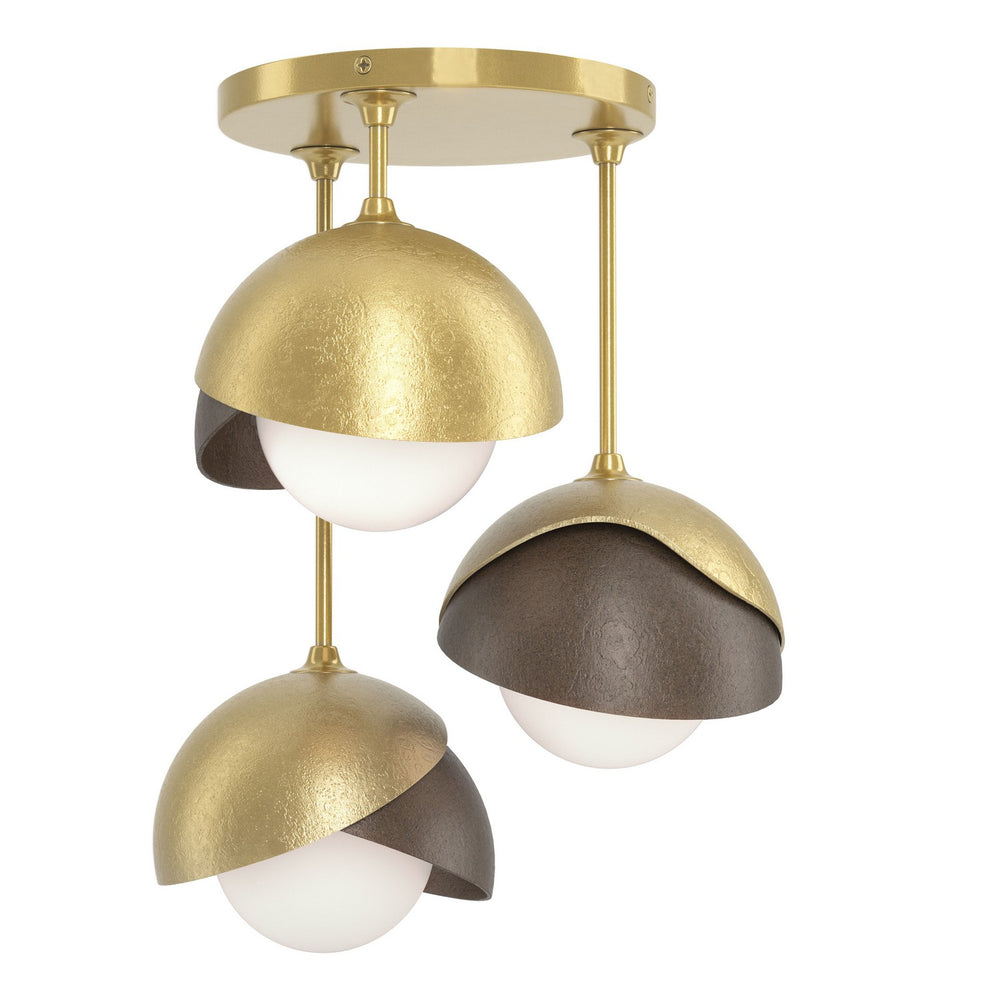 Hubbardton Forge - Three Light Semi-Flush Mount - Brooklyn - Modern Brass- Union Lighting Luminaires Decor