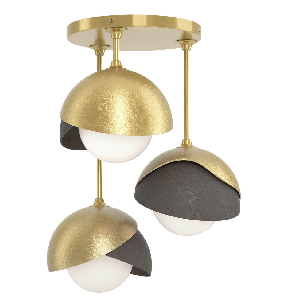 Hubbardton Forge - Three Light Semi-Flush Mount - Brooklyn - Modern Brass- Union Lighting Luminaires Decor
