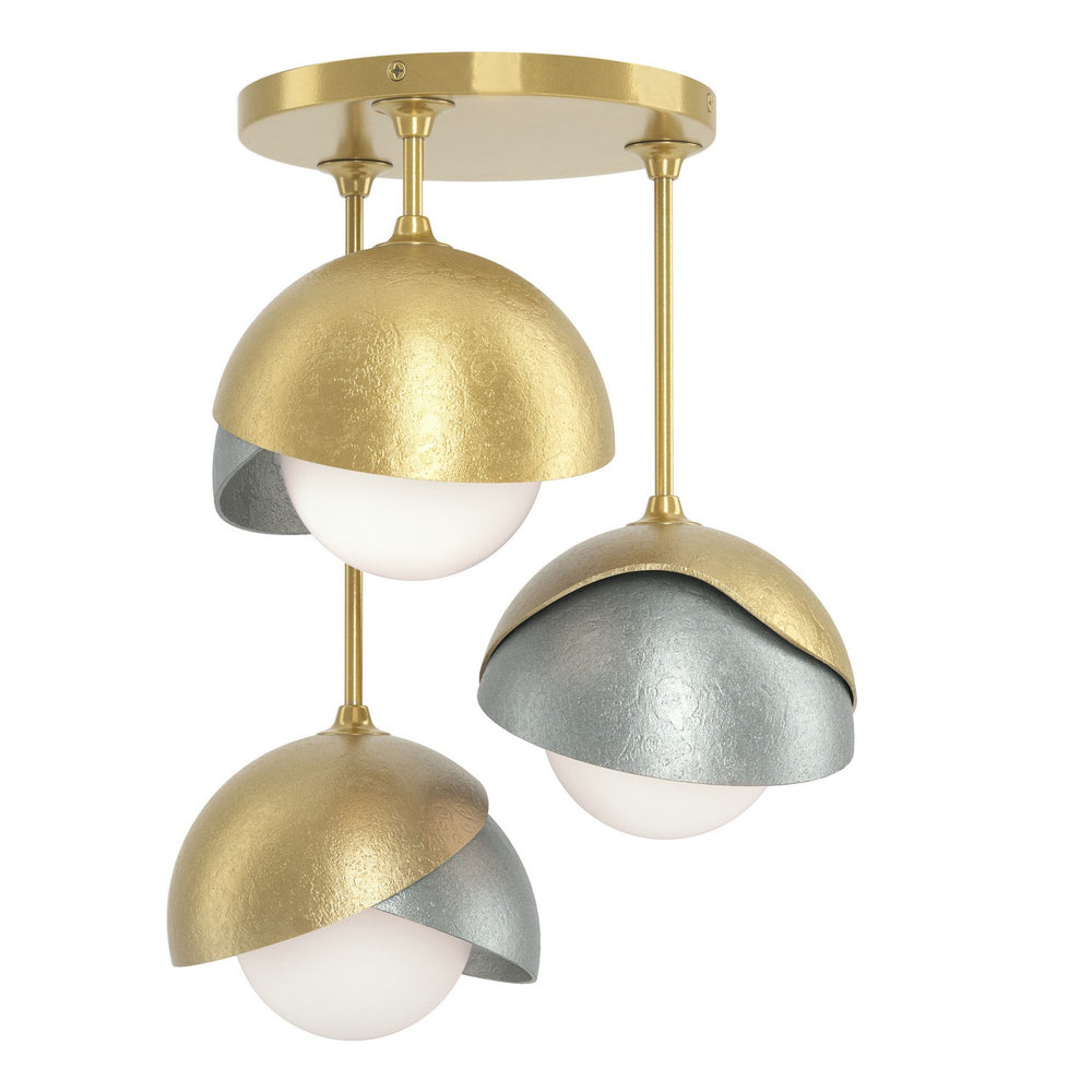 Hubbardton Forge - Three Light Semi-Flush Mount - Brooklyn - Modern Brass- Union Lighting Luminaires Decor