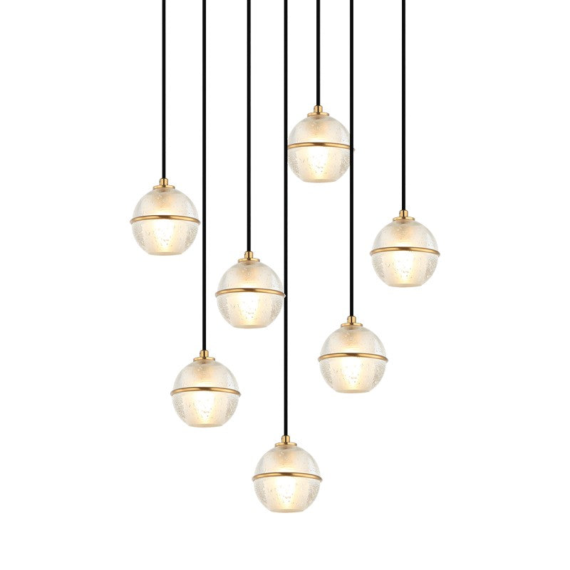 Matteo Canada - Seven Light Pendant - Misty - Aged Gold Brass- Union Lighting Luminaires Decor