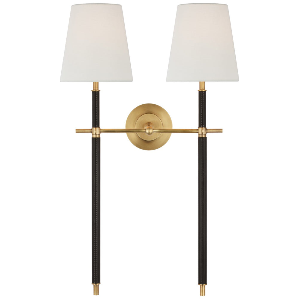 Visual Comfort Signature Canada - LED Wall Sconce - Bryant Wrapped - Hand-Rubbed Antique Brass and Chocolate Leather- Union Lighting Luminaires Decor