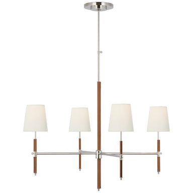 Visual Comfort Signature Canada - LED Chandelier - Bryant Wrapped - Polished Nickel and Natural Leather- Union Lighting Luminaires Decor