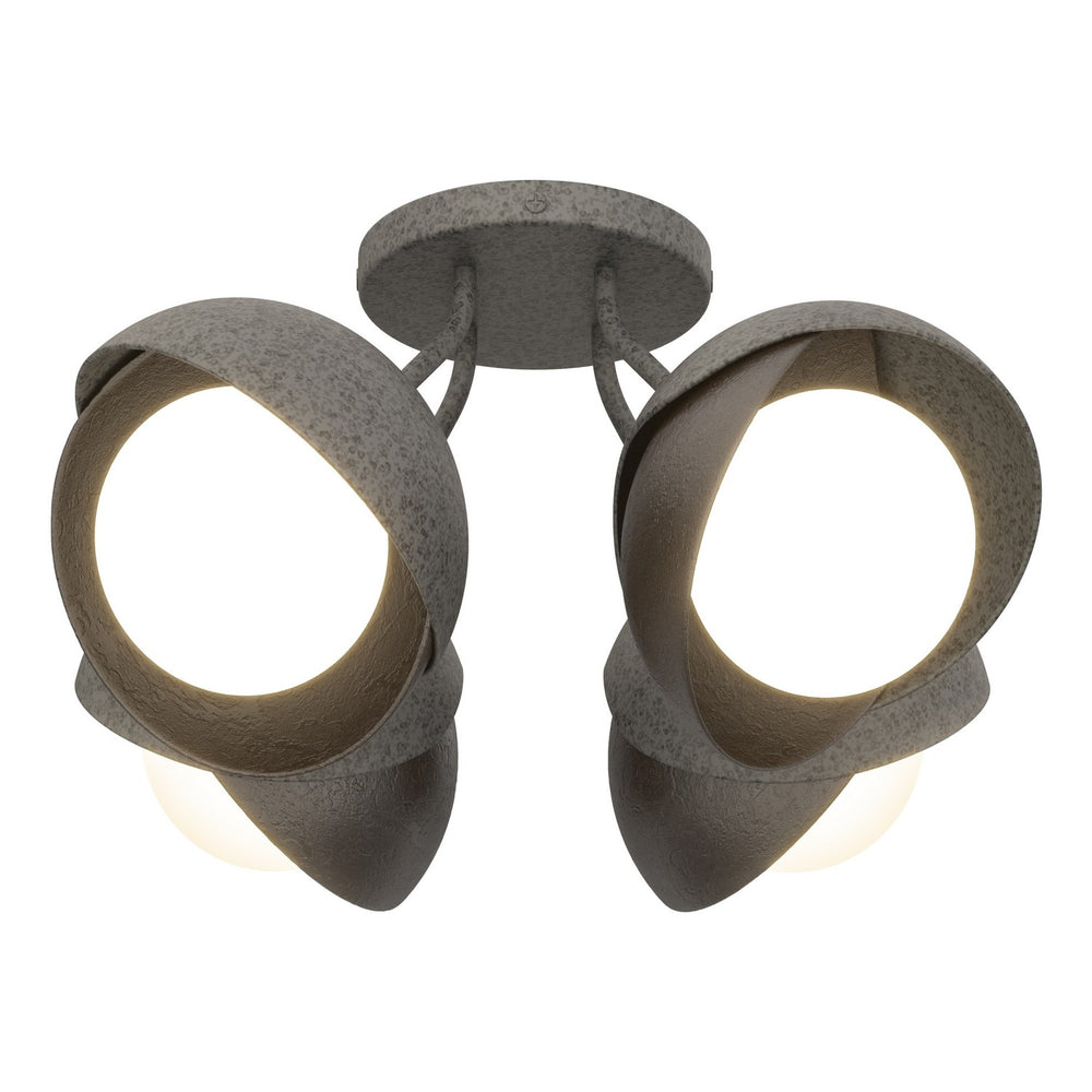 Hubbardton Forge - Four Light Semi-Flush Mount - Brooklyn - Natural Iron- Union Lighting Luminaires Decor