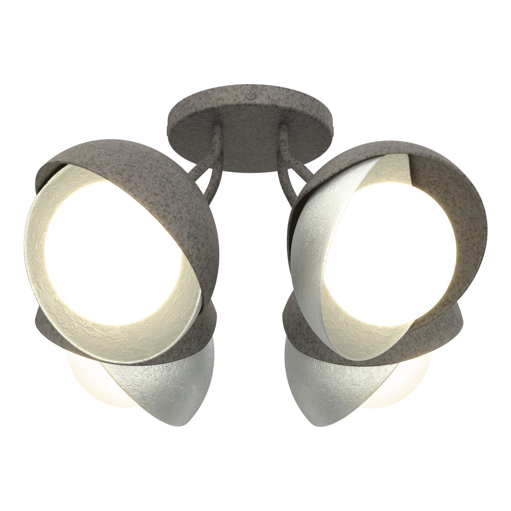 Hubbardton Forge - Four Light Semi-Flush Mount - Brooklyn - Natural Iron- Union Lighting Luminaires Decor