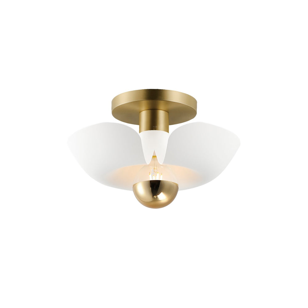 Maxim - LED Flush Mount - Poppy - White/Satin Brass- Union Lighting Luminaires Decor