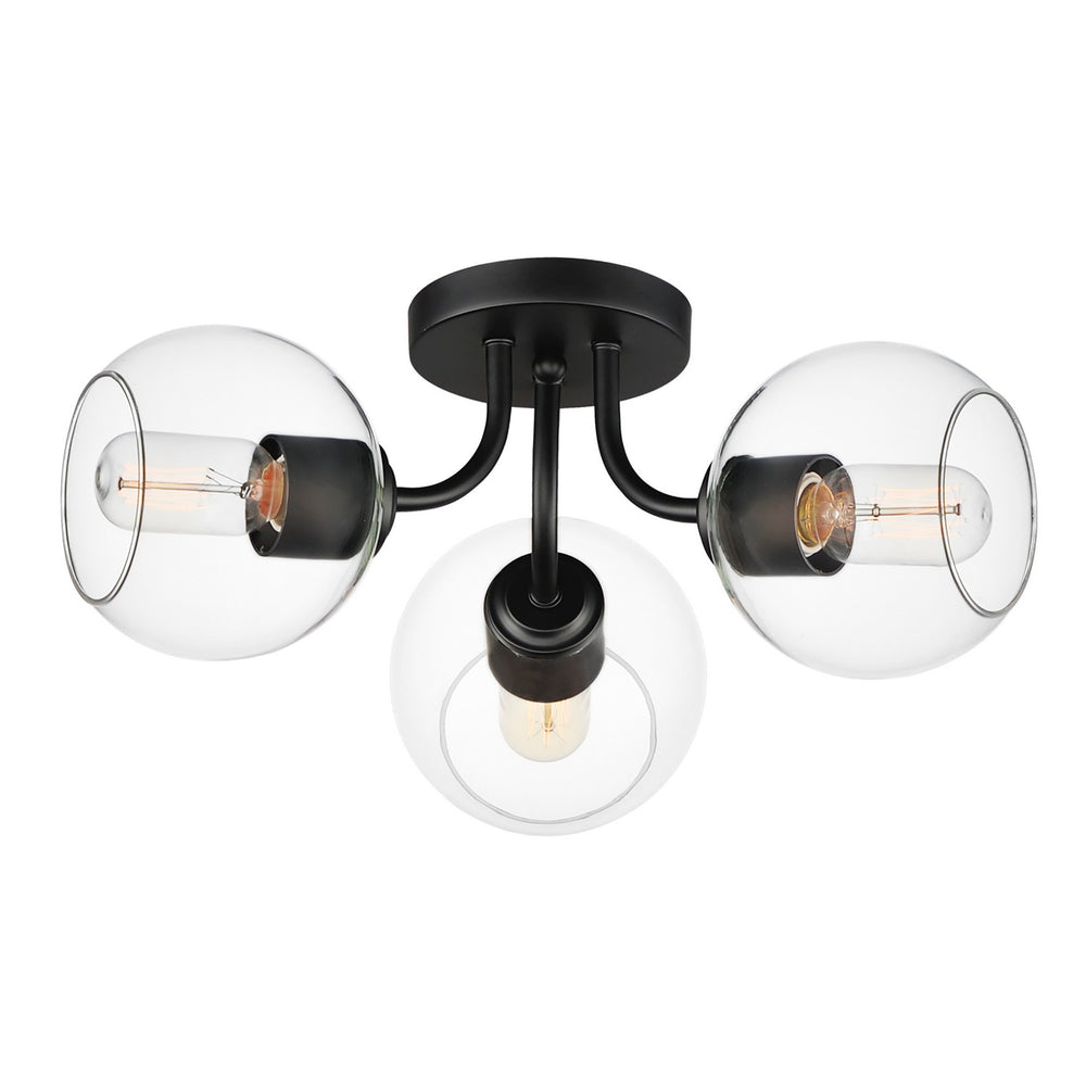 Maxim - Three Light Semi-Flush Mount - Knox - Black- Union Lighting Luminaires Decor