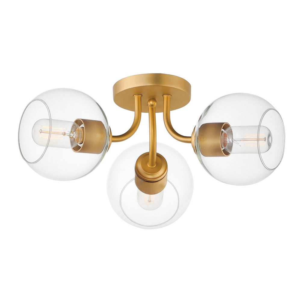 Maxim - Three Light Semi-Flush Mount - Knox - Natural Aged Brass- Union Lighting Luminaires Decor