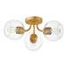 Maxim - Three Light Semi-Flush Mount - Knox - Natural Aged Brass- Union Lighting Luminaires Decor