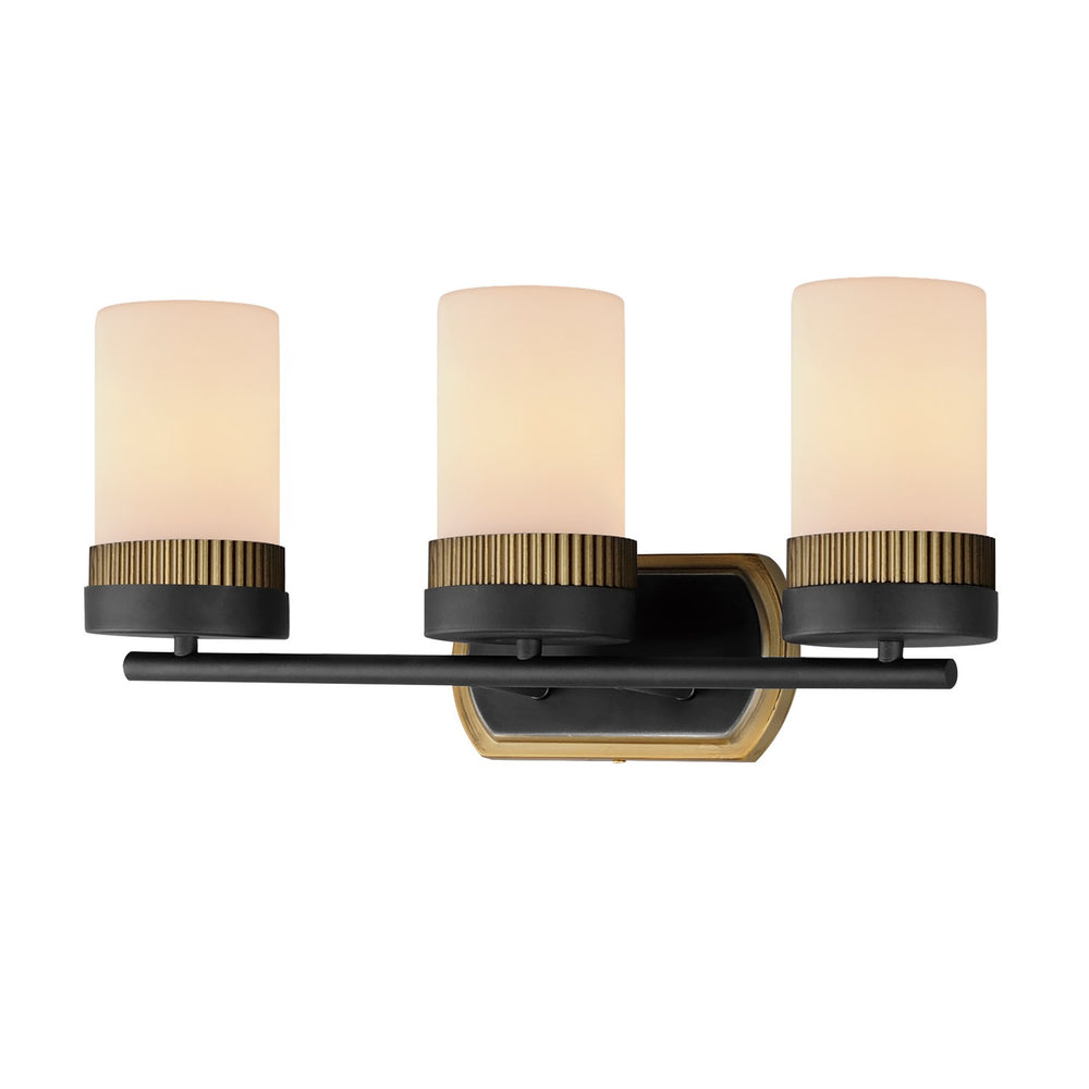 Maxim - Three Light Bath Vanity - Ruffles - Black / Antique Brass- Union Lighting Luminaires Decor