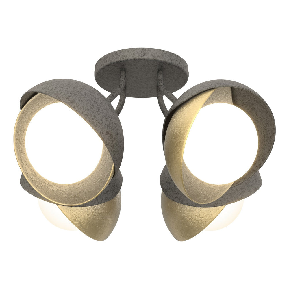 Hubbardton Forge - Four Light Semi-Flush Mount - Brooklyn - Natural Iron- Union Lighting Luminaires Decor