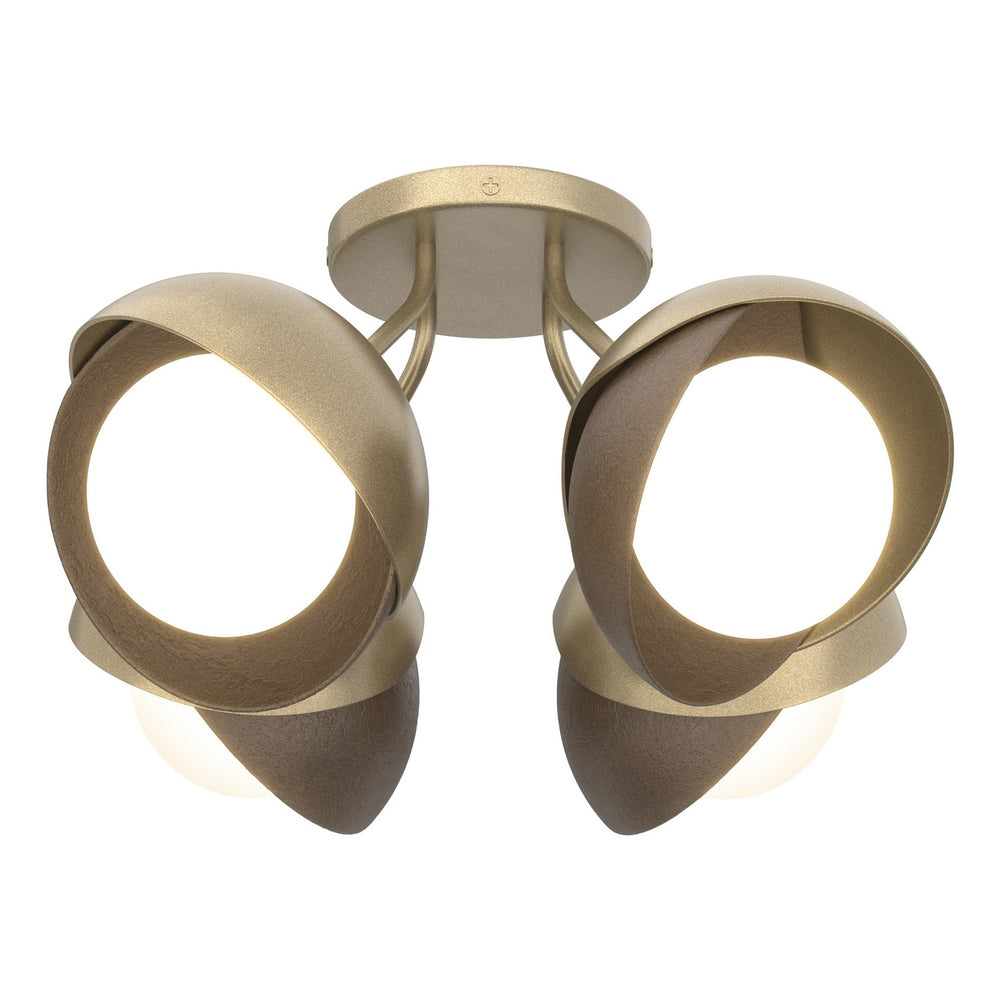 Hubbardton Forge - Four Light Semi-Flush Mount - Brooklyn - Soft Gold- Union Lighting Luminaires Decor