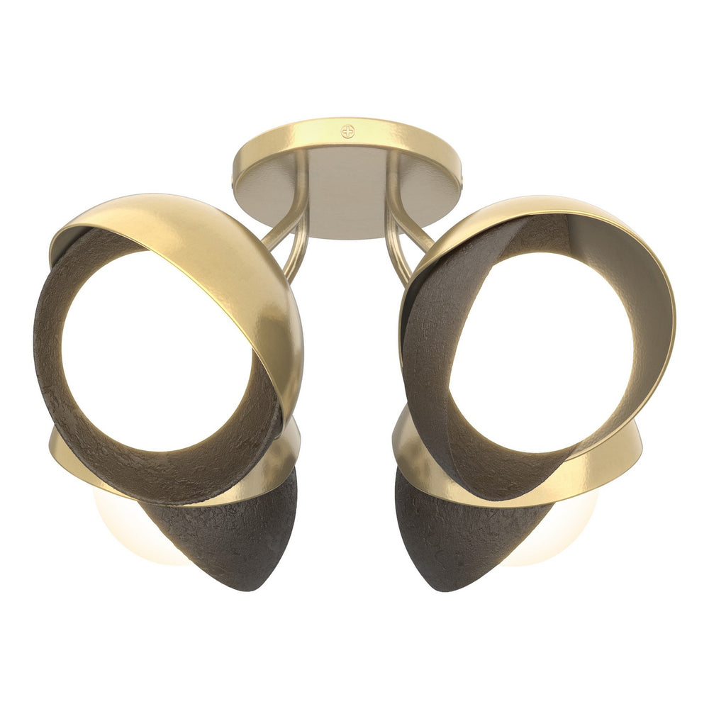 Hubbardton Forge - Four Light Semi-Flush Mount - Brooklyn - Modern Brass- Union Lighting Luminaires Decor