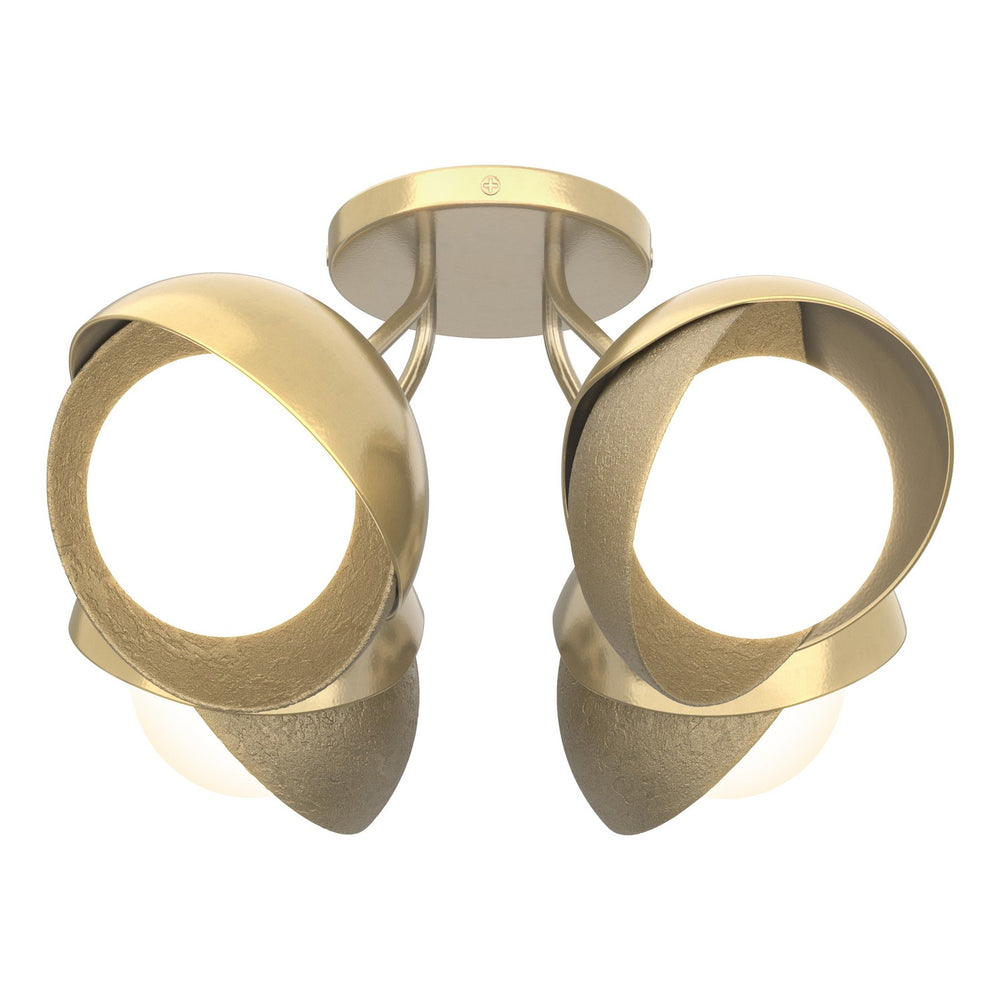 Hubbardton Forge - Four Light Semi-Flush Mount - Brooklyn - Modern Brass- Union Lighting Luminaires Decor