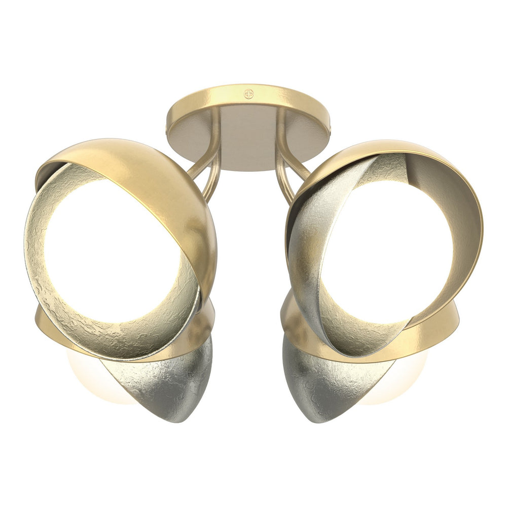 Hubbardton Forge - Four Light Semi-Flush Mount - Brooklyn - Modern Brass- Union Lighting Luminaires Decor