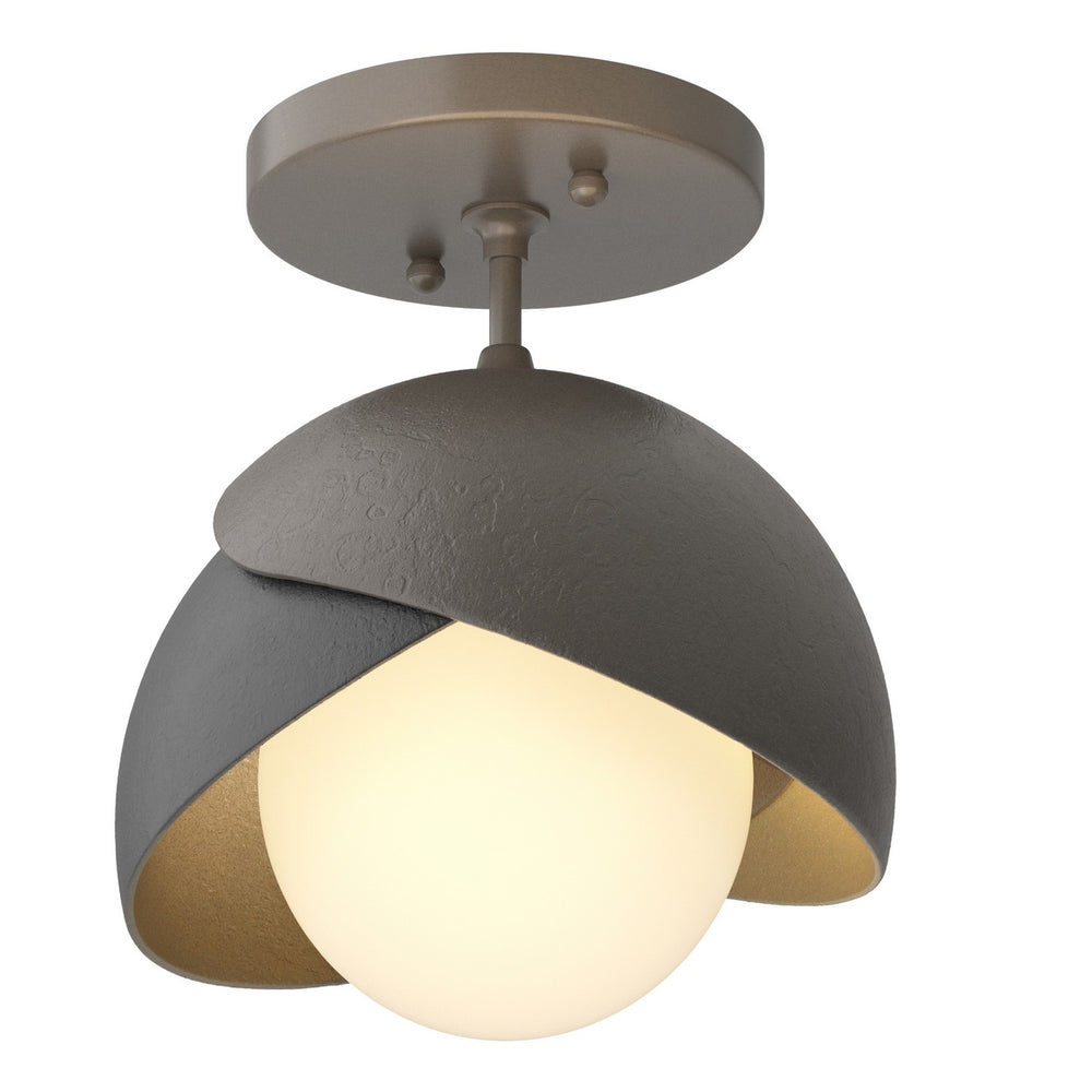 Hubbardton Forge - One Light Semi-Flush Mount - Brooklyn - Dark Smoke- Union Lighting Luminaires Decor