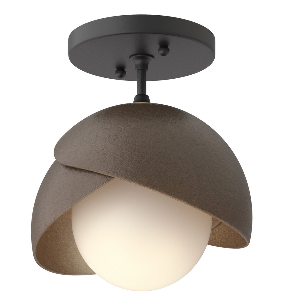 Hubbardton Forge - One Light Semi-Flush Mount - Brooklyn - Black- Union Lighting Luminaires Decor