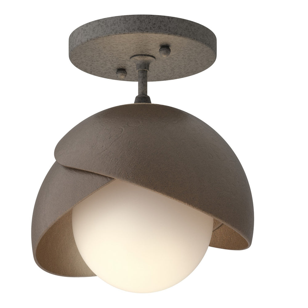 Hubbardton Forge - One Light Semi-Flush Mount - Brooklyn - Natural Iron- Union Lighting Luminaires Decor