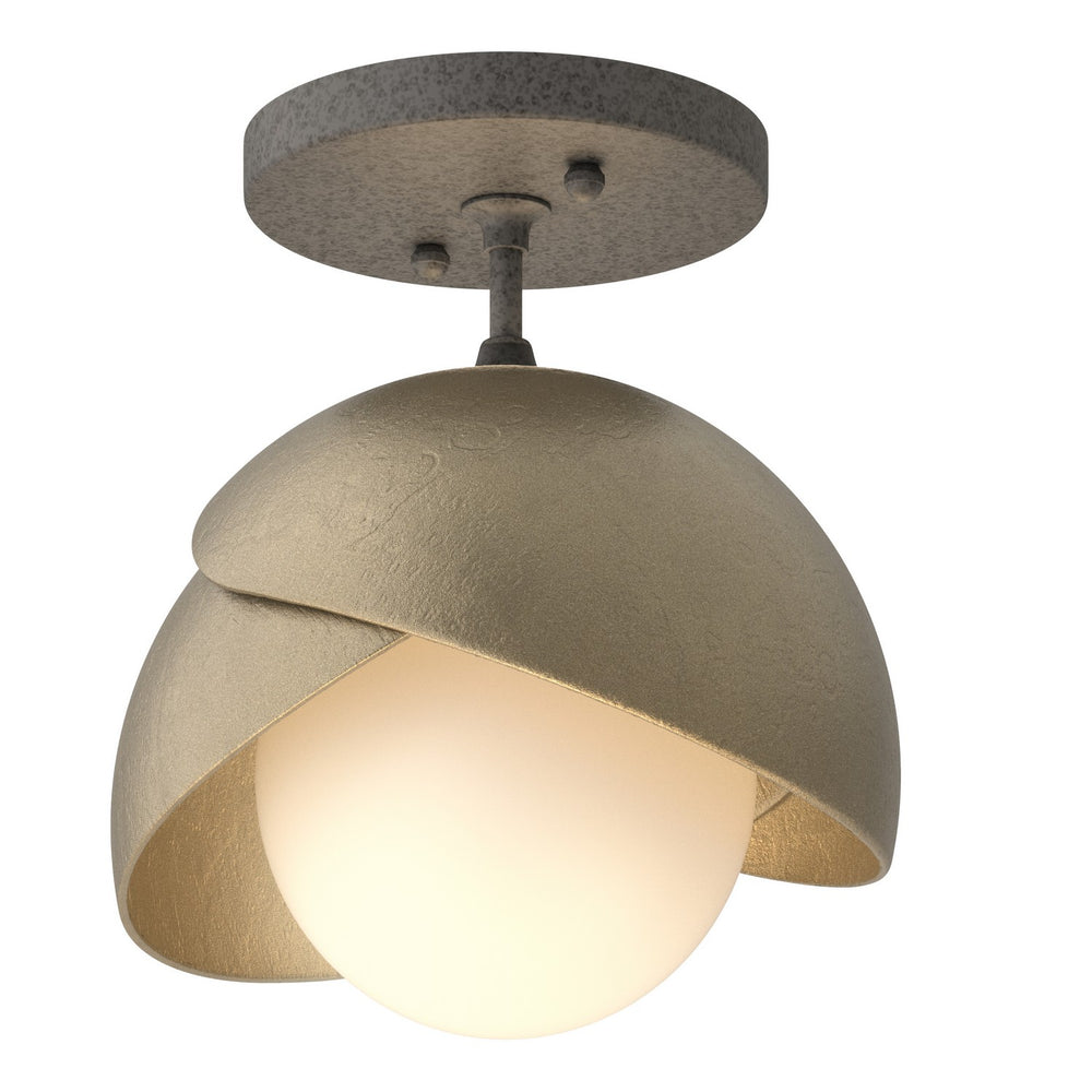 Hubbardton Forge - One Light Semi-Flush Mount - Brooklyn - Natural Iron- Union Lighting Luminaires Decor