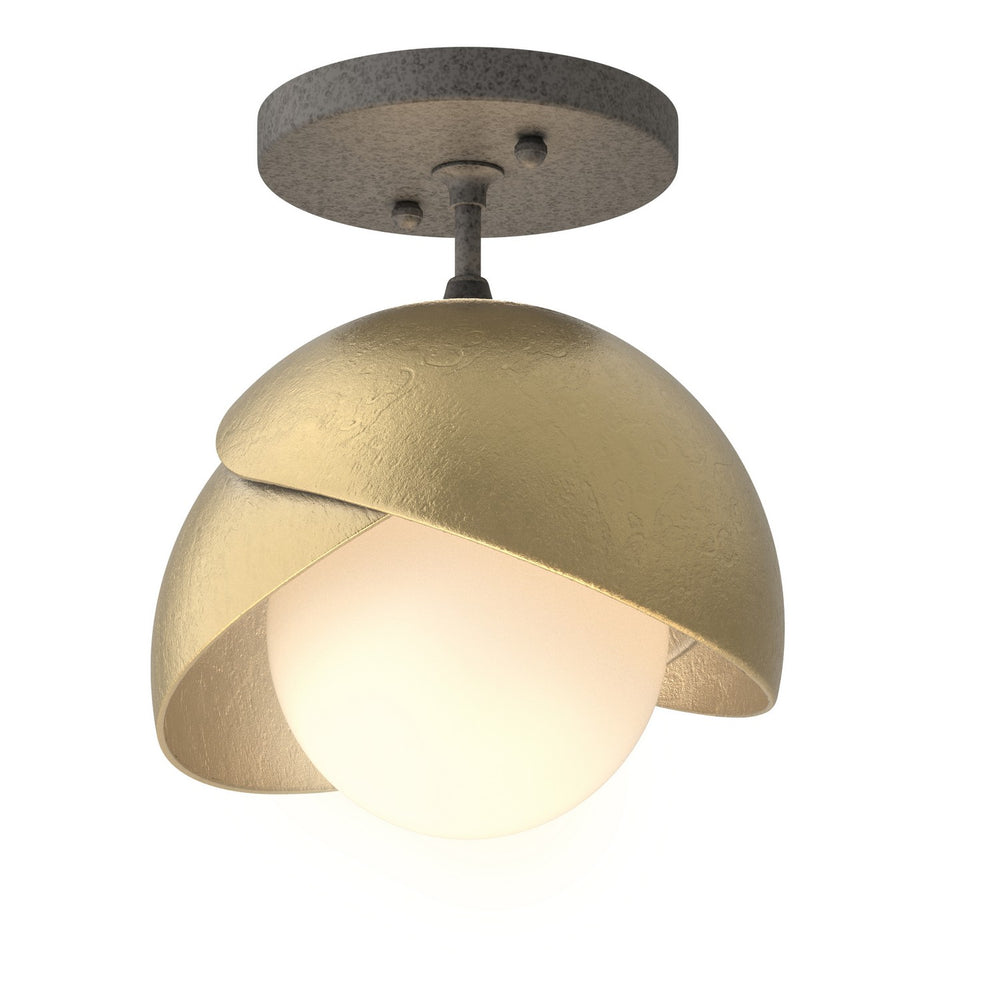 Hubbardton Forge - One Light Semi-Flush Mount - Brooklyn - Natural Iron- Union Lighting Luminaires Decor