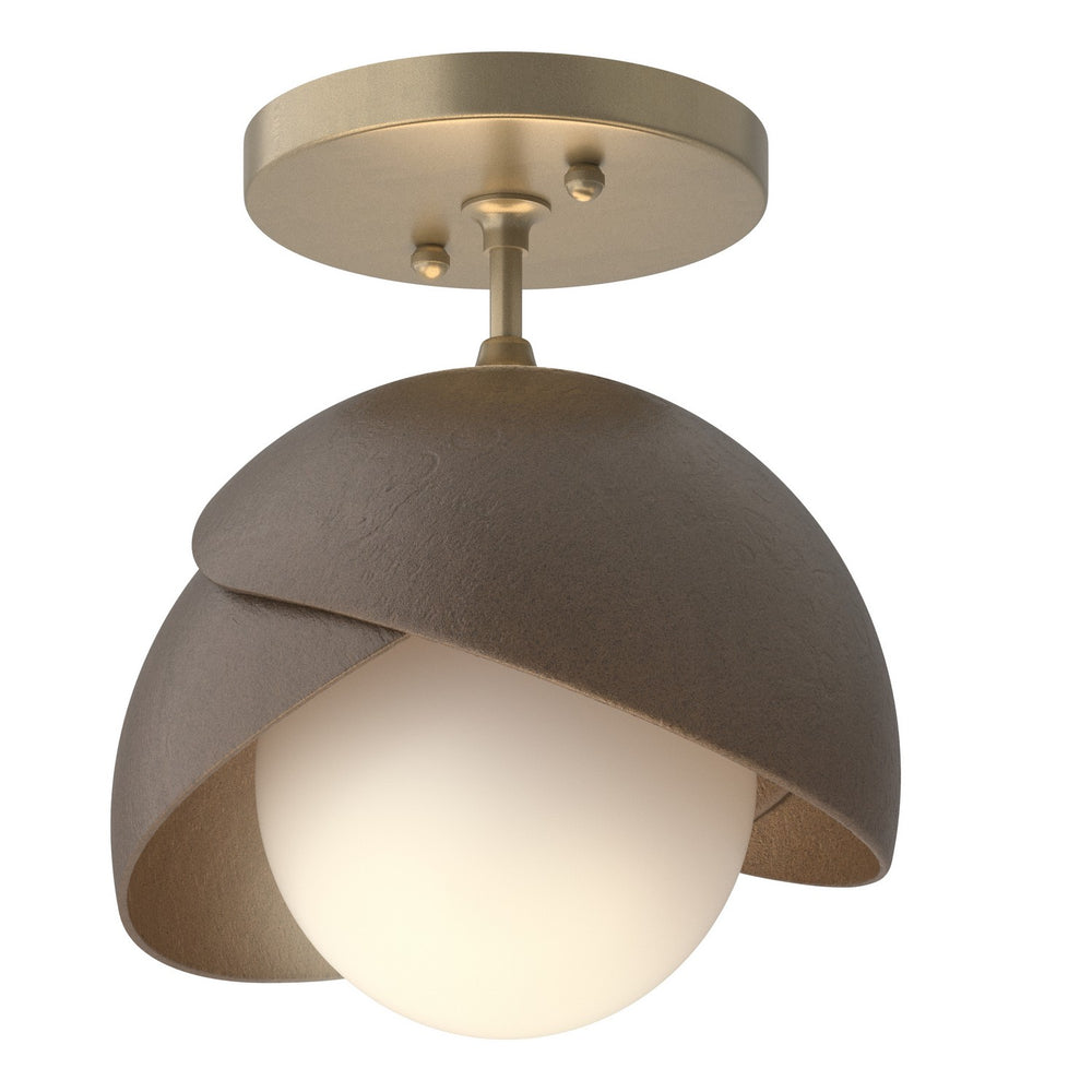 Hubbardton Forge - One Light Semi-Flush Mount - Brooklyn - Soft Gold- Union Lighting Luminaires Decor