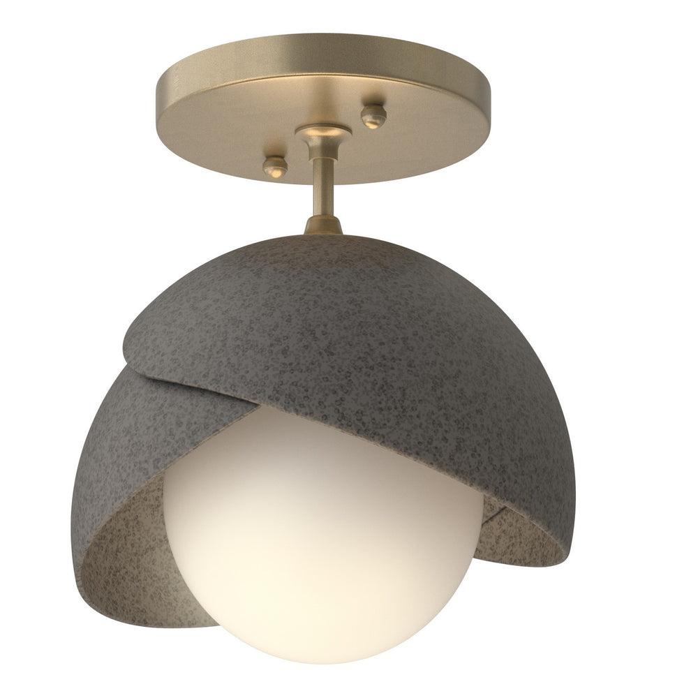Hubbardton Forge - One Light Semi-Flush Mount - Brooklyn - Soft Gold- Union Lighting Luminaires Decor