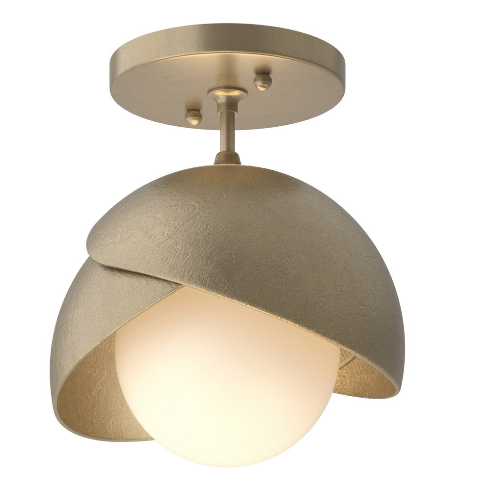 Hubbardton Forge - One Light Semi-Flush Mount - Brooklyn - Soft Gold- Union Lighting Luminaires Decor