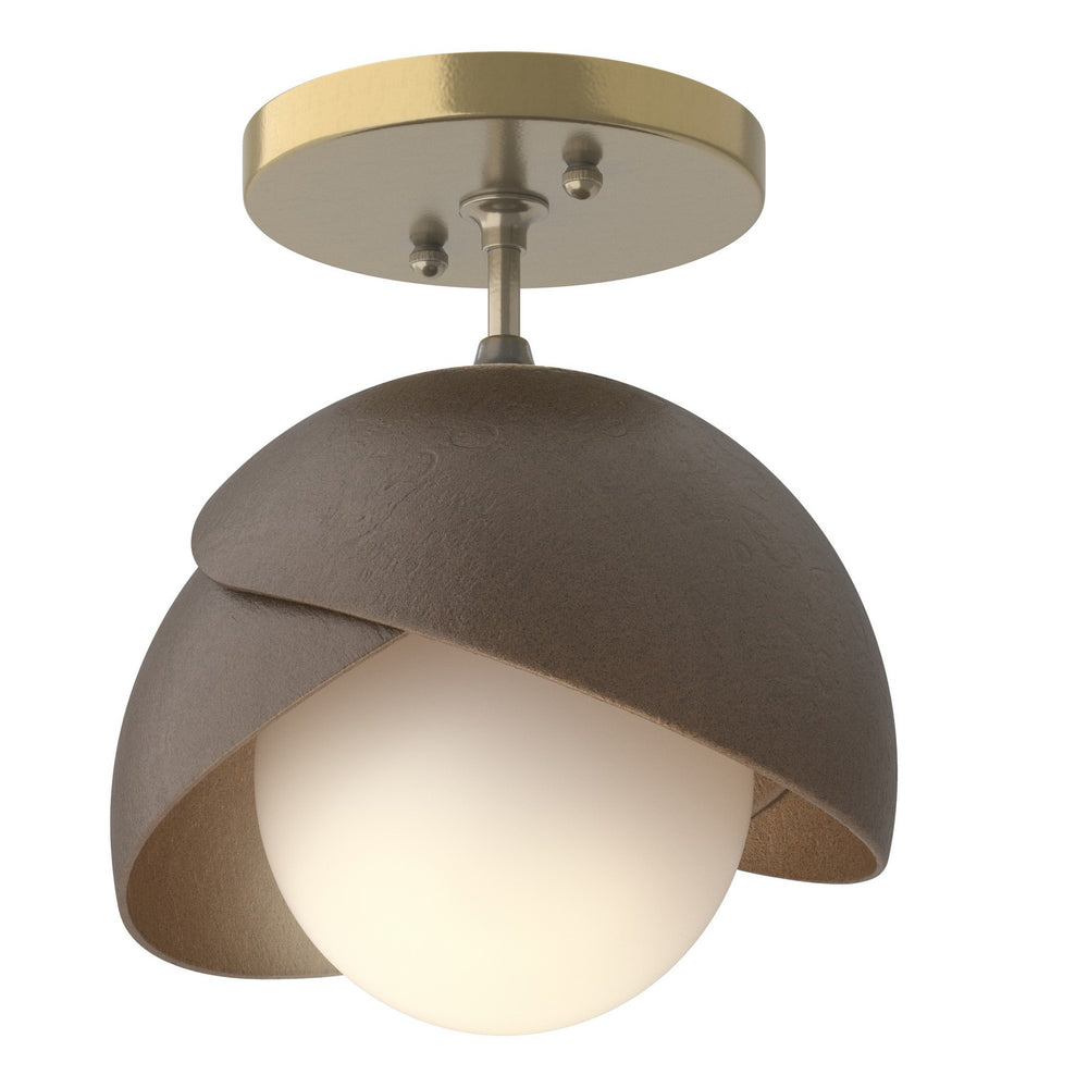 Hubbardton Forge - One Light Semi-Flush Mount - Brooklyn - Modern Brass- Union Lighting Luminaires Decor