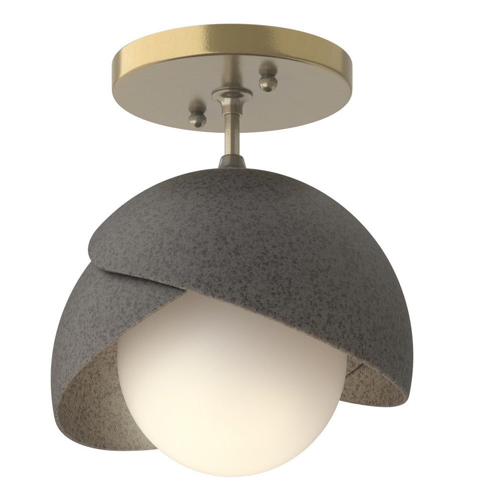 Hubbardton Forge - One Light Semi-Flush Mount - Brooklyn - Modern Brass- Union Lighting Luminaires Decor