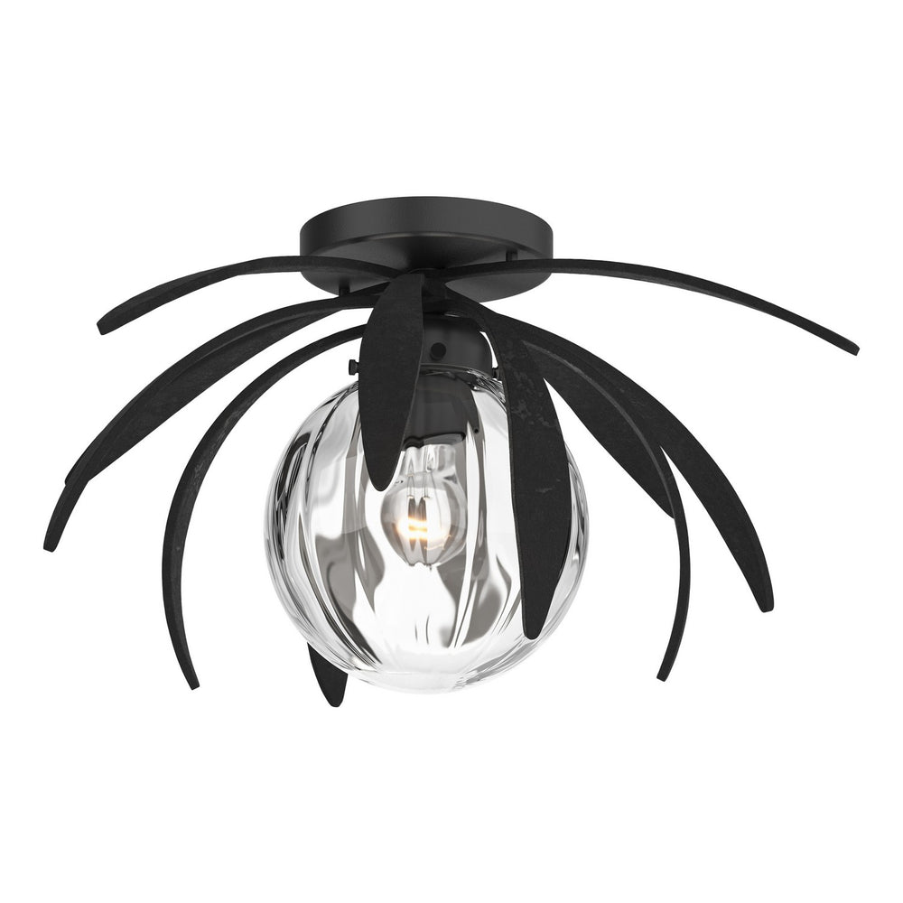 Hubbardton Forge - One Light Semi-Flush Mount - Dahlia - Black- Union Lighting Luminaires Decor