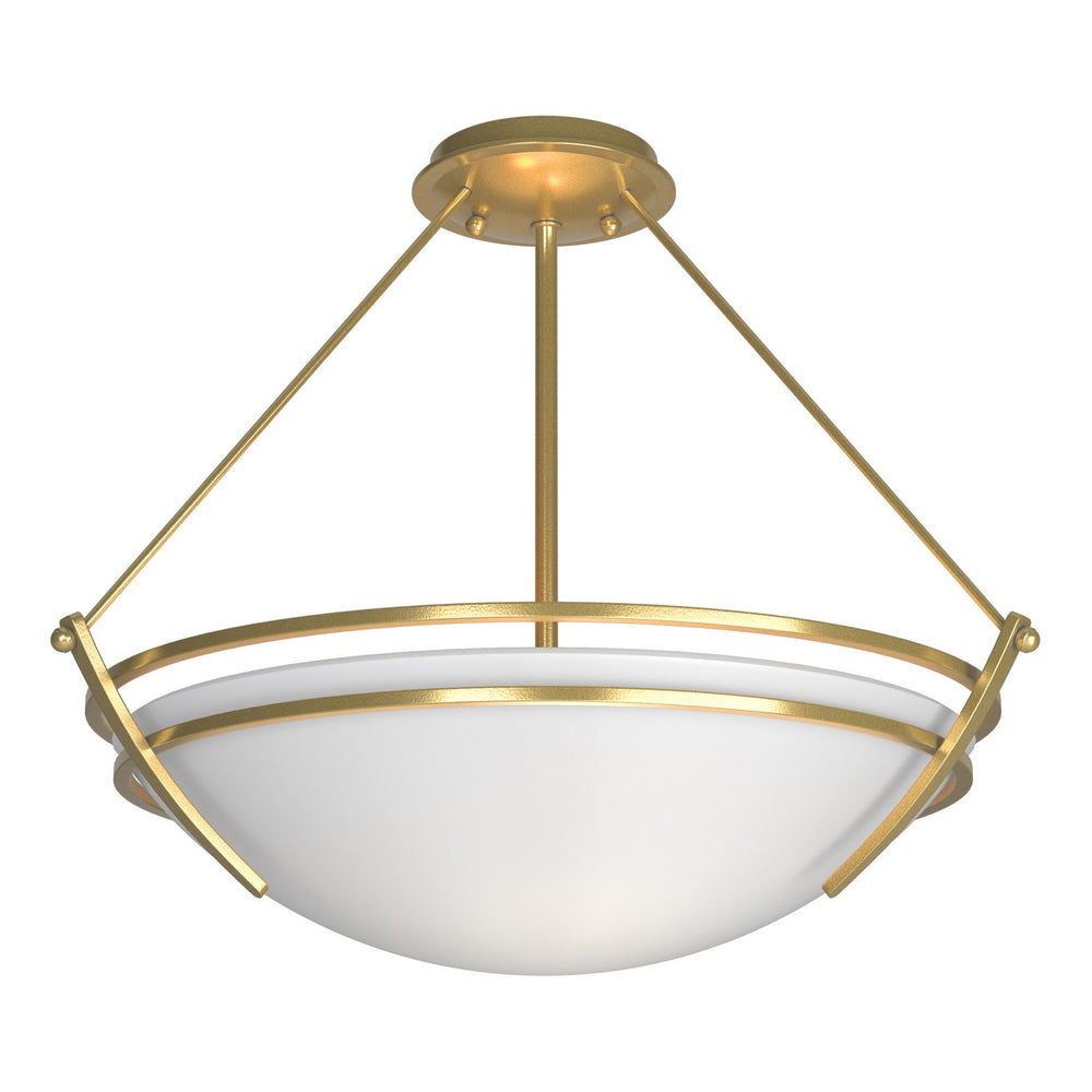 Hubbardton Forge - Three Light Semi Flush Mount - Tryne - Modern Brass- Union Lighting Luminaires Decor
