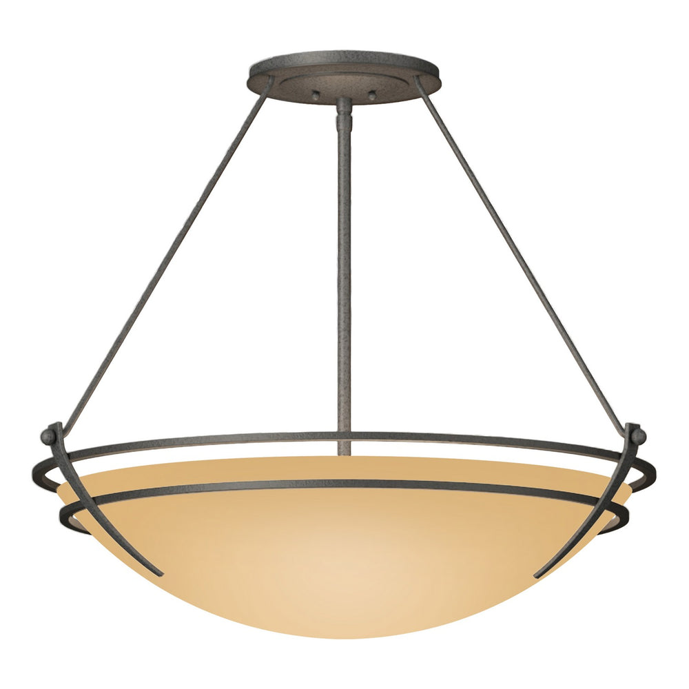 Hubbardton Forge - Three Light Semi-Flush Mount - Tryne - Natural Iron- Union Lighting Luminaires Decor