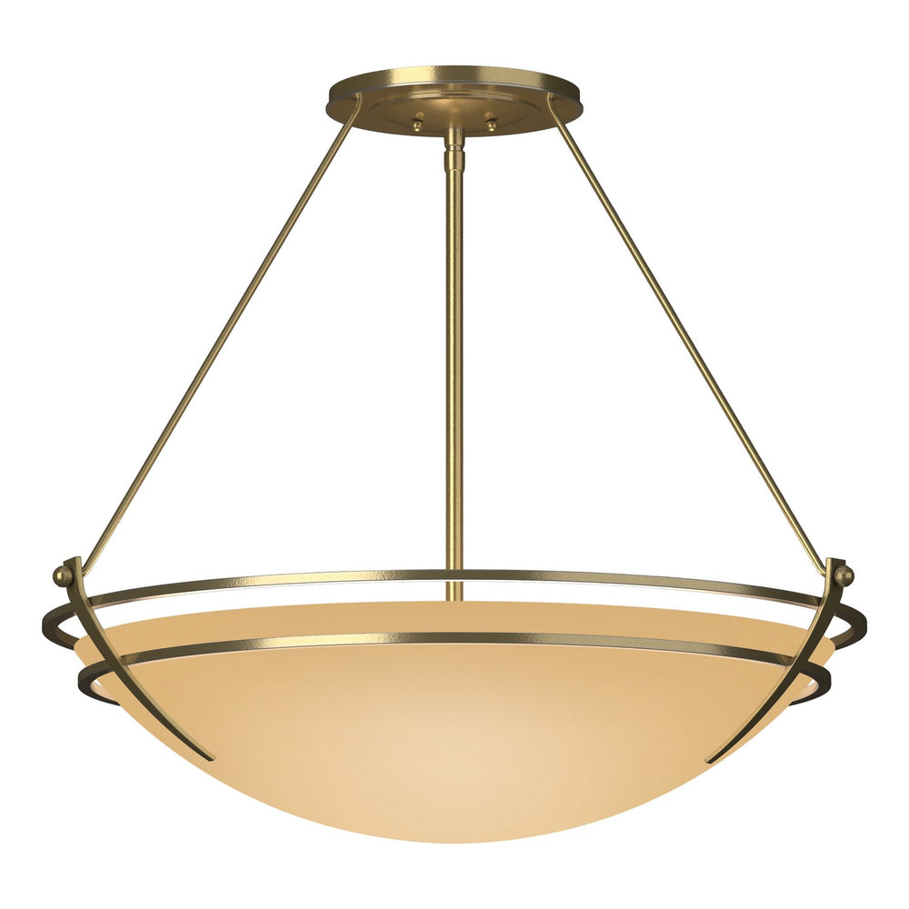 Hubbardton Forge - Three Light Semi Flush Mount - Tryne - Modern Brass- Union Lighting Luminaires Decor