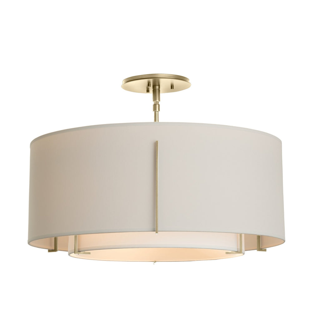Hubbardton Forge - Three Light Semi Flush Mount - Exos - Modern Brass- Union Lighting Luminaires Decor