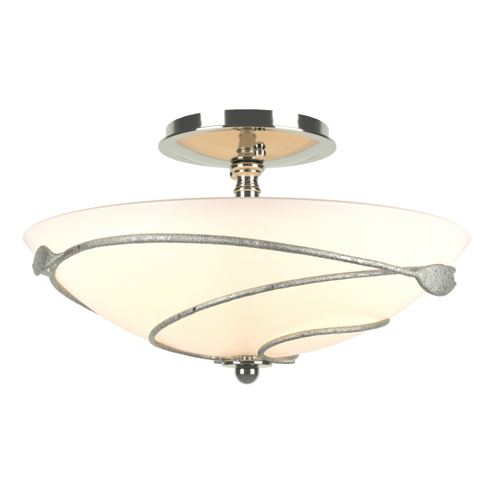 Hubbardton Forge - Two Light Semi-Flush Mount - Leaf - Sterling- Union Lighting Luminaires Decor