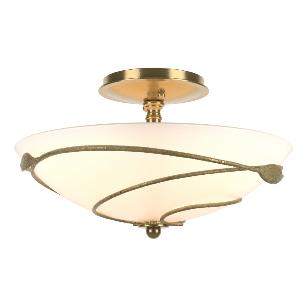 Hubbardton Forge - Two Light Semi-Flush Mount - Leaf - Modern Brass- Union Lighting Luminaires Decor