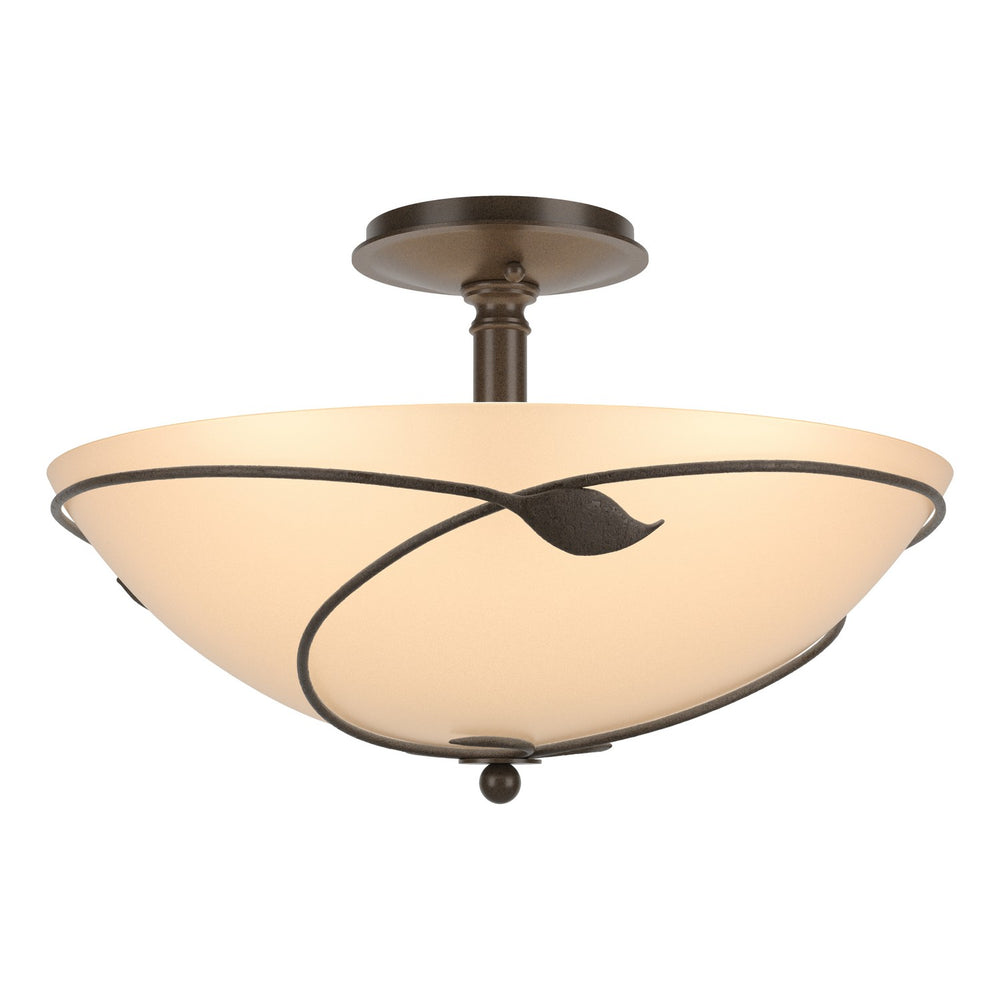Hubbardton Forge - Three Light Semi-Flush Mount - Leaf - Bronze- Union Lighting Luminaires Decor