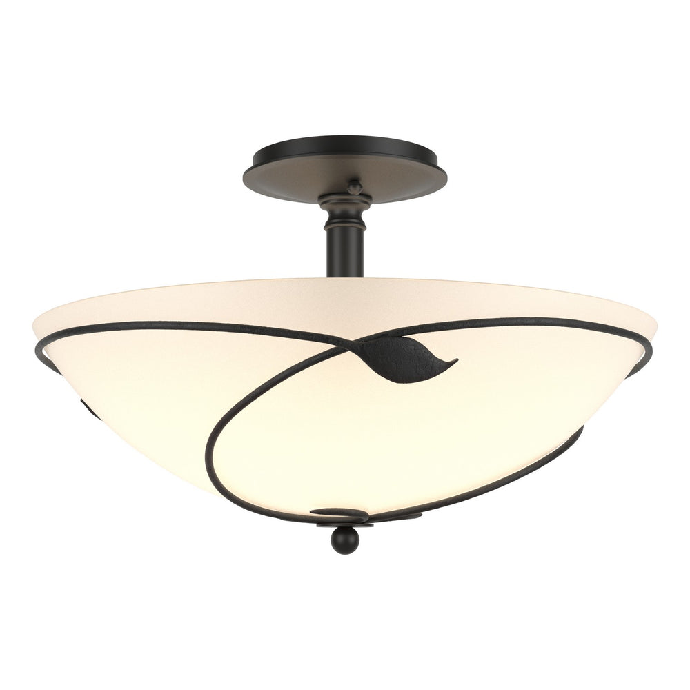 Hubbardton Forge - Three Light Semi-Flush Mount - Leaf - Black- Union Lighting Luminaires Decor