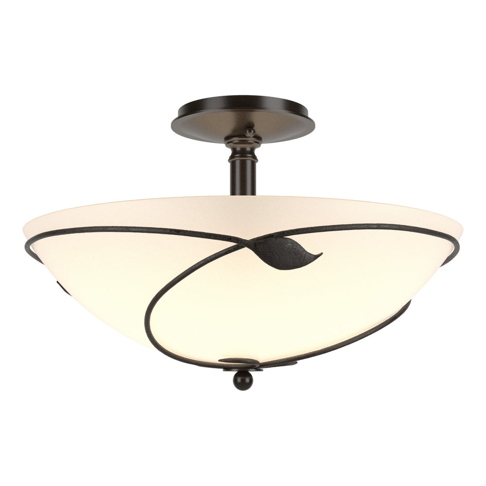Hubbardton Forge - Three Light Semi Flush Mount - Leaf - Oil Rubbed Bronze- Union Lighting Luminaires Decor