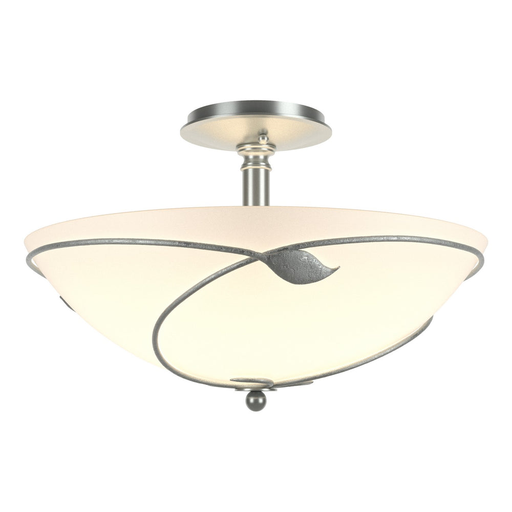 Hubbardton Forge - Three Light Semi-Flush Mount - Leaf - Vintage Platinum- Union Lighting Luminaires Decor