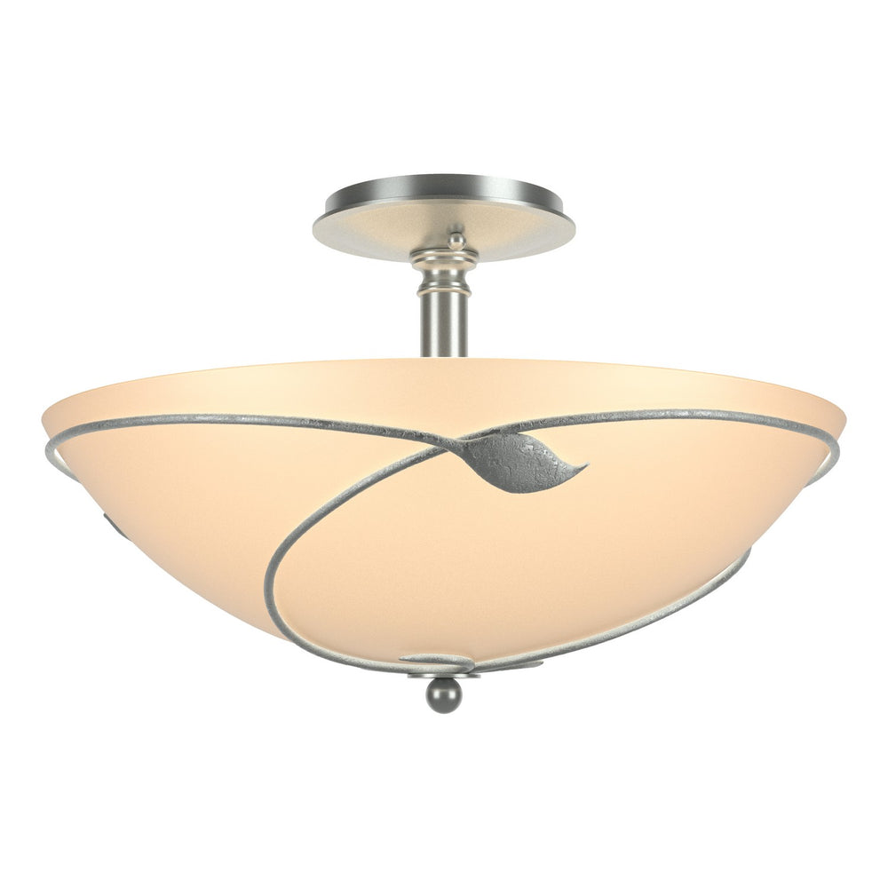 Hubbardton Forge - Three Light Semi-Flush Mount - Leaf - Vintage Platinum- Union Lighting Luminaires Decor