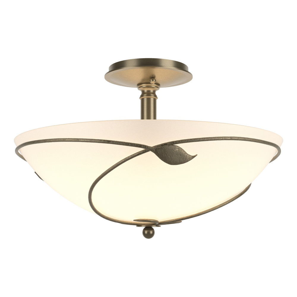Hubbardton Forge - Three Light Semi-Flush Mount - Leaf - Soft Gold- Union Lighting Luminaires Decor